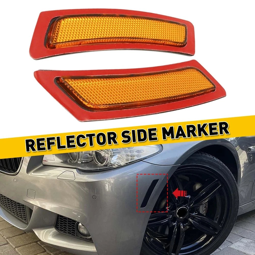 2X Amber Side Bumper Marker Light Reflector for BMW 5 Series F10 (2011–2016)