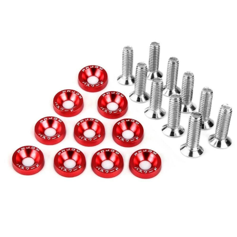50Pcs Red JDM Billet Aluminum Fender Washer Kit for Engine Bay Dress Up