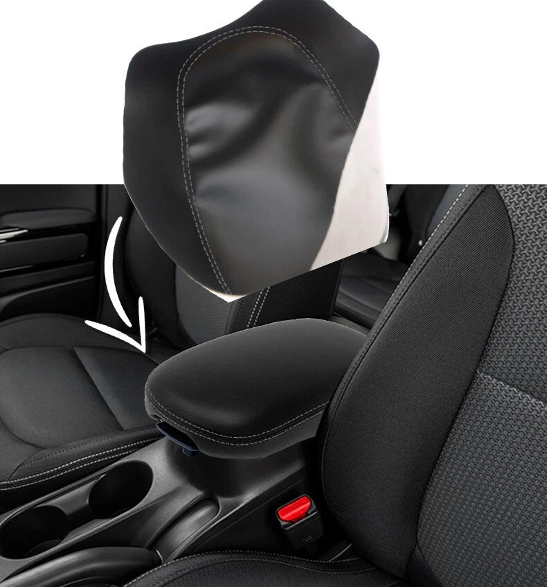 Leather Console Lid Armrest Cover for Kia Soul (2014–2019) Gray Stitch