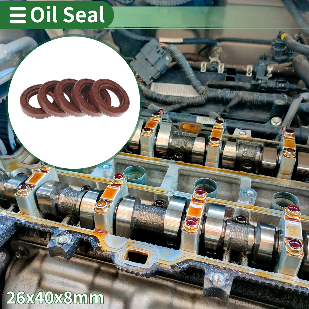 Set of 5 Oil Seal Rotary Shaft Seal FKM Rubber 26x40x8mm