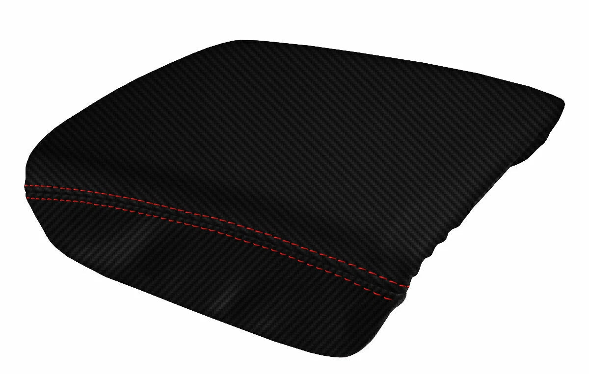 Console Lid Armrest Cover for Honda Ridgeline (2006–2014) Carbon Fiber Red Stitch