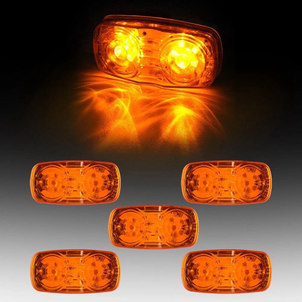 Set of 5 Amber 12LED Side Marker Clearance Lights for Trucks Trailers (12V)