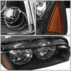 Set of 2 Black/Amber Signal Turn Signal Headlights for Dodge Charger (2006–2010)