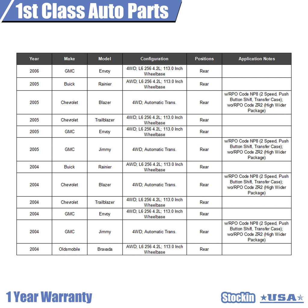 Rear Drive Shaft for Blazer Envoy Jimmy (2002-2009)