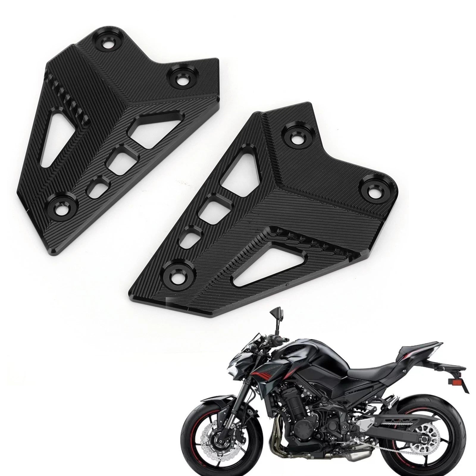 CNC Aluminum Heel Guards Rearset Plates for Kawasaki Z900 (2017–2020)