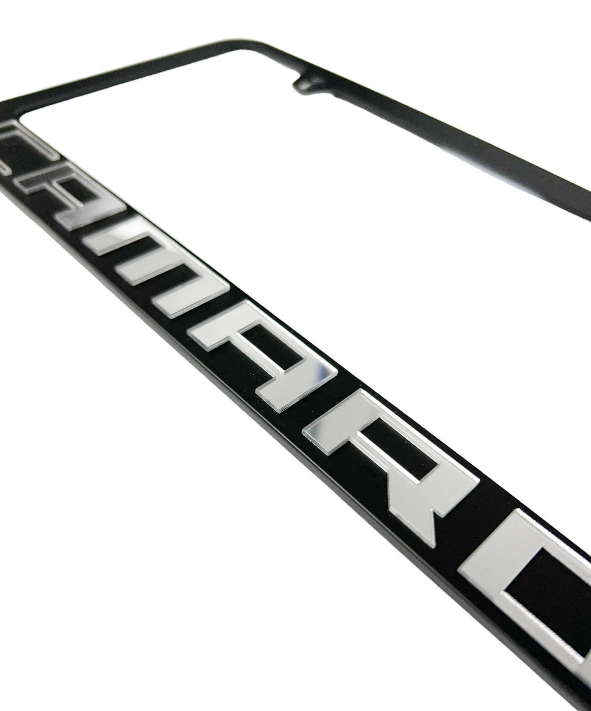 License Plate Frame Premium Black with Chrome Script for Chevy Camaro (2010–2015)