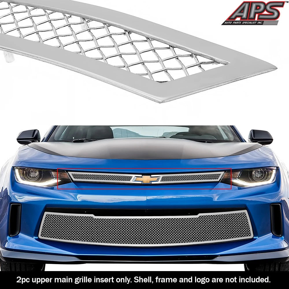 Stainless Chrome Mesh Grille Insert for Chevy Camaro 1SS LT 2SS (2016-2018)