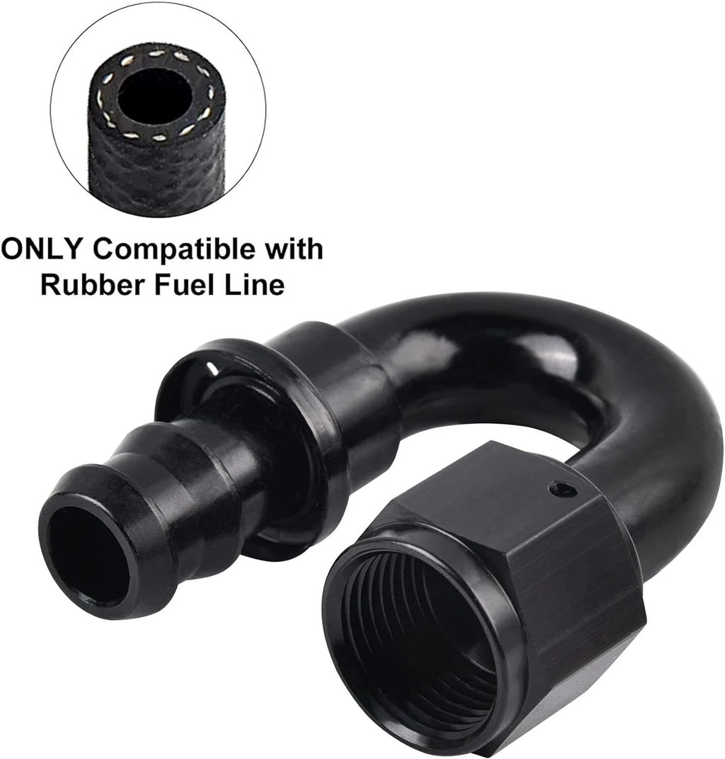 Push-On Lock Hose Fitting 8AN to 1/2 In Barb for Fuel Line (180°)