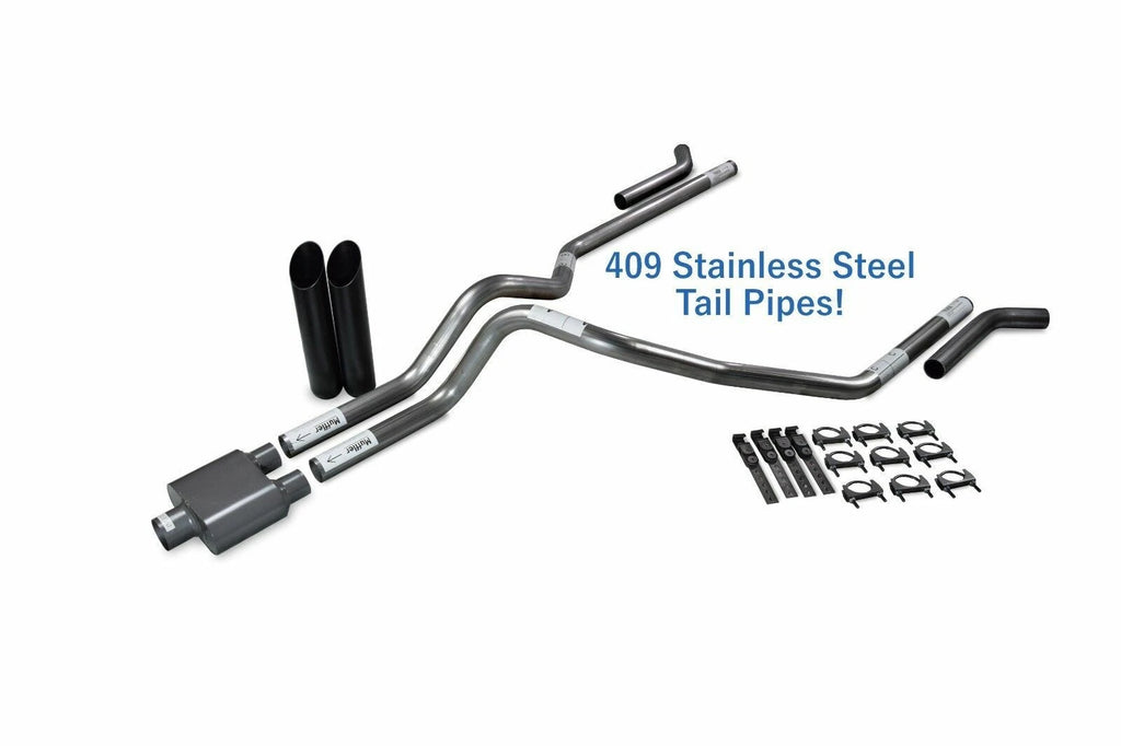 Dual Exhaust Kit for Dodge Ram 1500 (1994–2003) 2.5" Stainless Black Tip