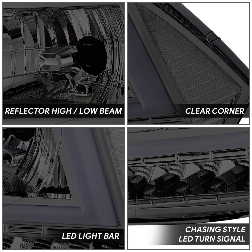 Smoked/Clear C-LED DRL Sequential Turn Signal Headlights for RAM 1500 (2009–2024)
