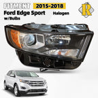 Headlight Halogen Sport Light Right Passenger Side for Ford Edge (2015–2018)