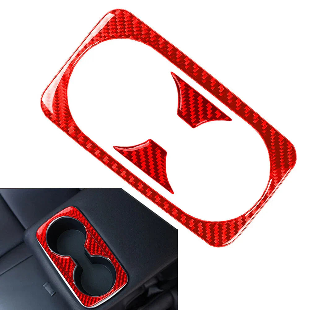 Rear Armrest Cup Holder Cover Trim for Kia Stinger (2018-2023) Red