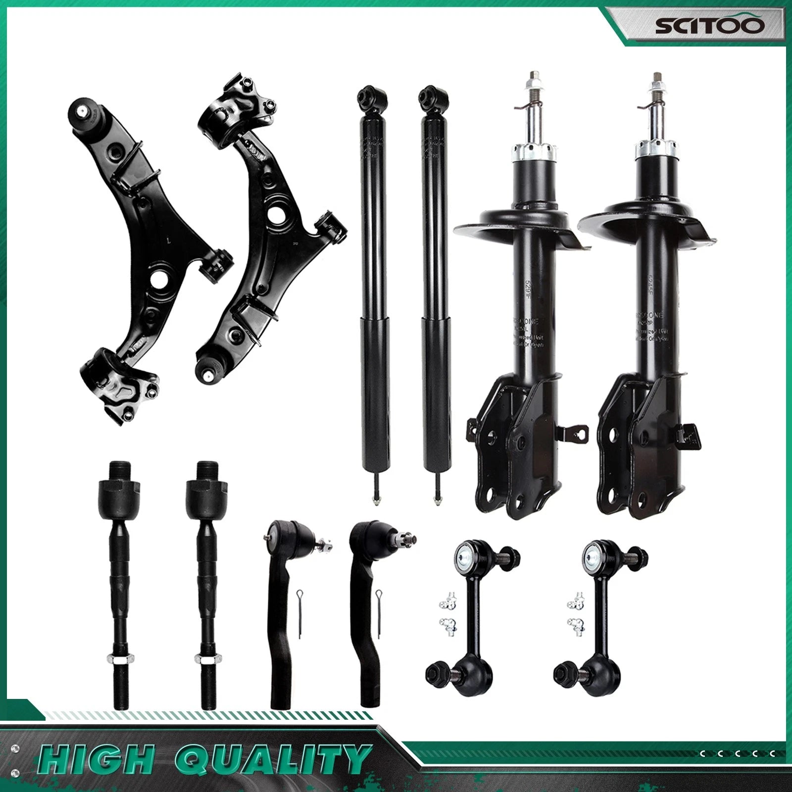 Front Rear Shocks Struts Control Arm Sway Bar Kit for Ford Lincoln (2007–2009)