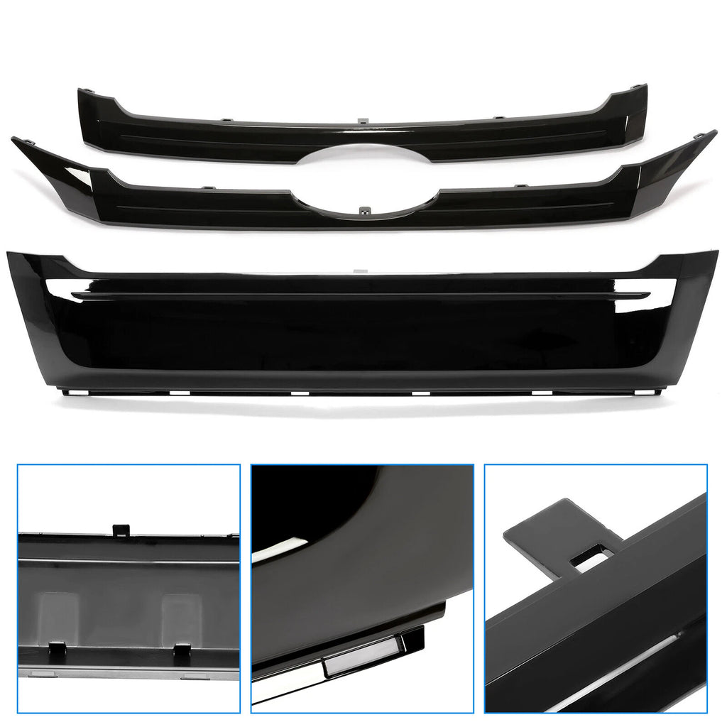 3X Glossy Black ABS Front Bumper Grille Trim Molding for Ford Edge (2011–2014)
