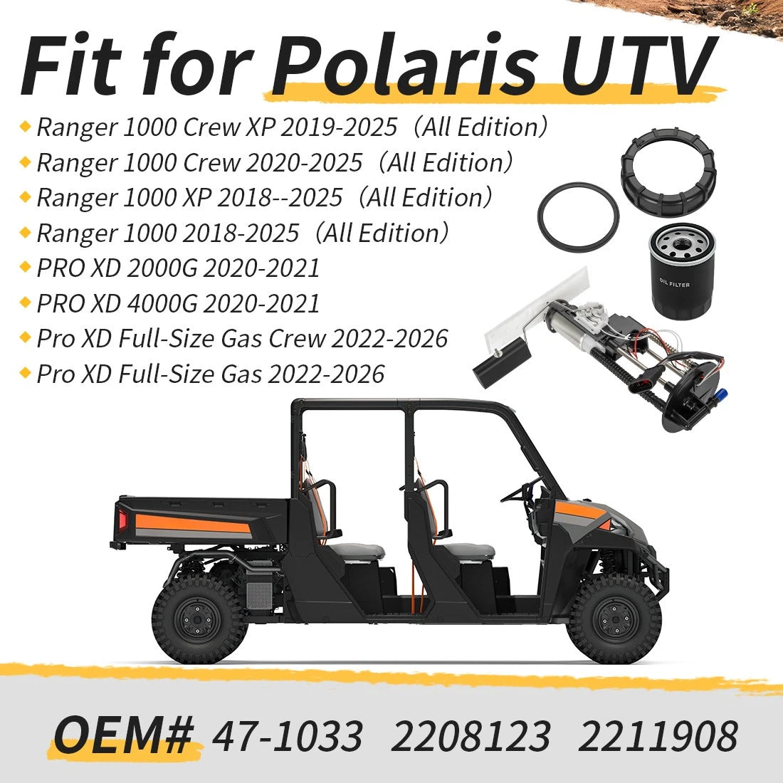 Fuel Pump & Oil Filter for Polaris Ranger 1000 (2019–2025) 20-26 47-1033