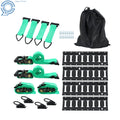 17 PCS Tie-Down Set for E Track Rails with Ratchet Straps and D-Rings