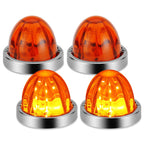 Set of 4 Chrome Amber LED Side Marker Light Assembly for