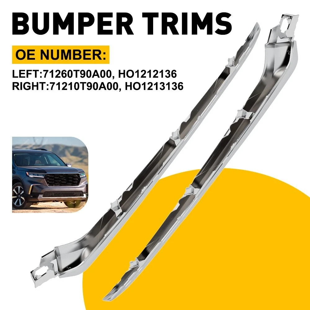 2X Front Bumper Grille Trims Chrome for Honda Pilot EX-L (2023)