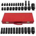 Set of 35 Deep Impact Sockets for Garage Tool (8-32mm, 1/2" Drive)