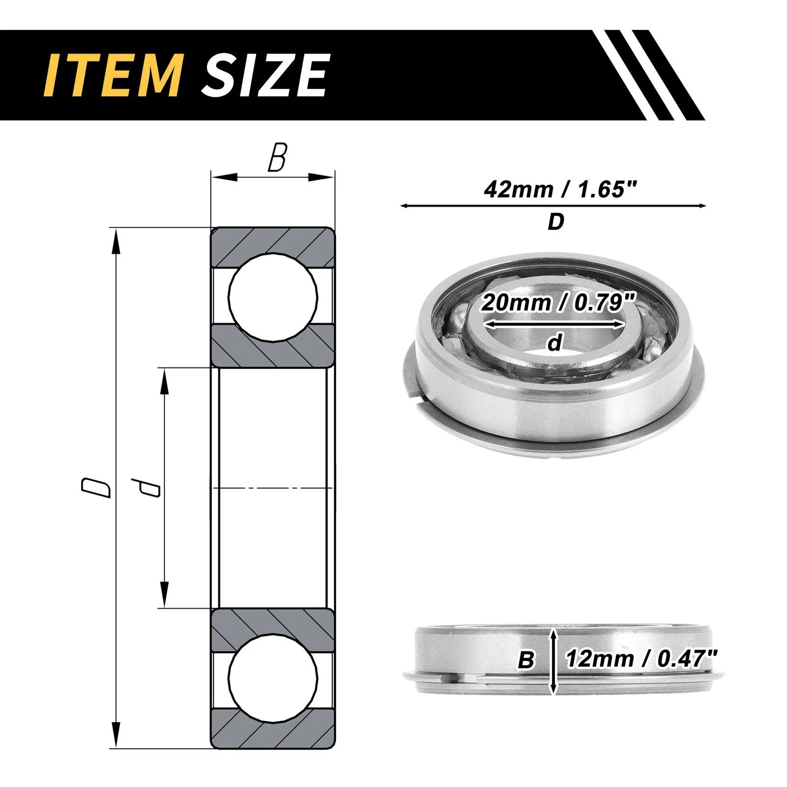 6004NR Deep Groove Ball Bearing for Scooter Skateboard Wheel (20x42x12mm)
