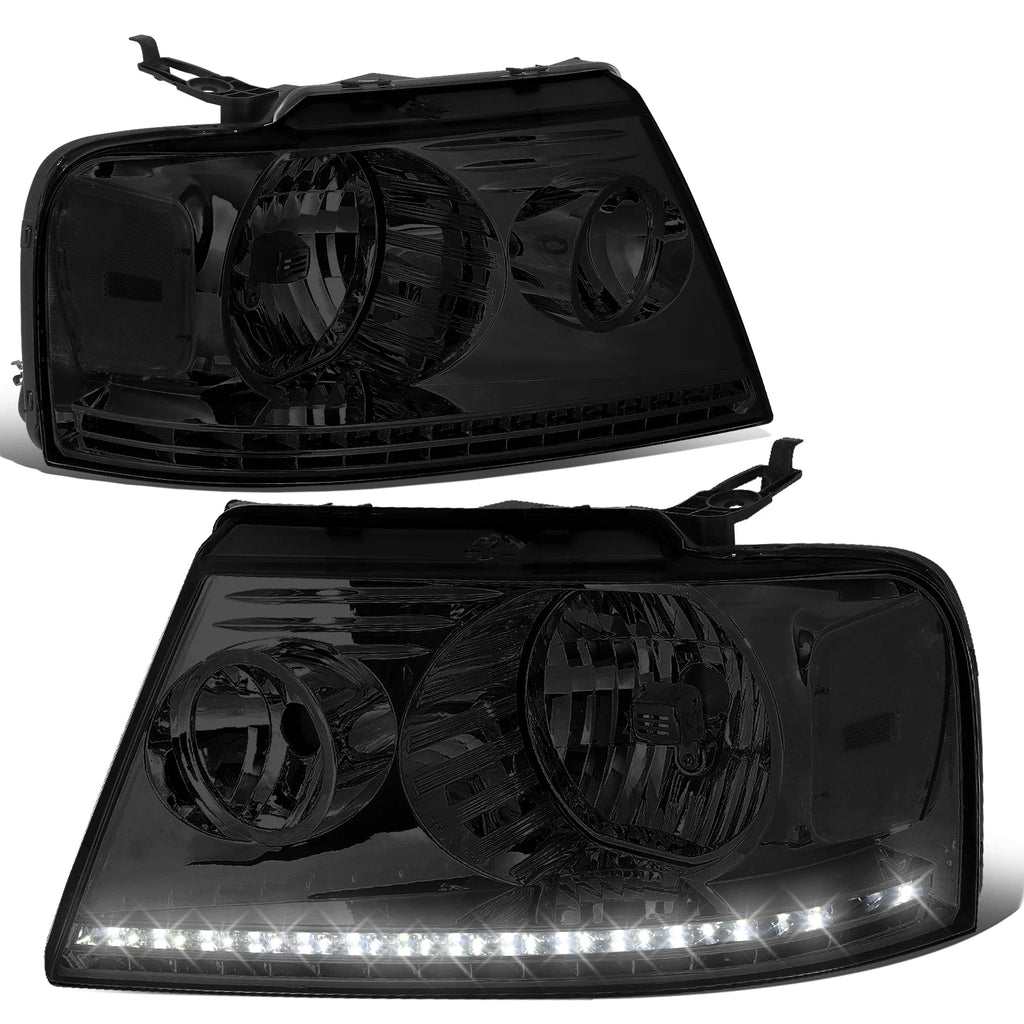 Chrome Housing Smoked Lens LED DRL Headlight for Ford F150 Lincoln Mark LT (2004–2008)