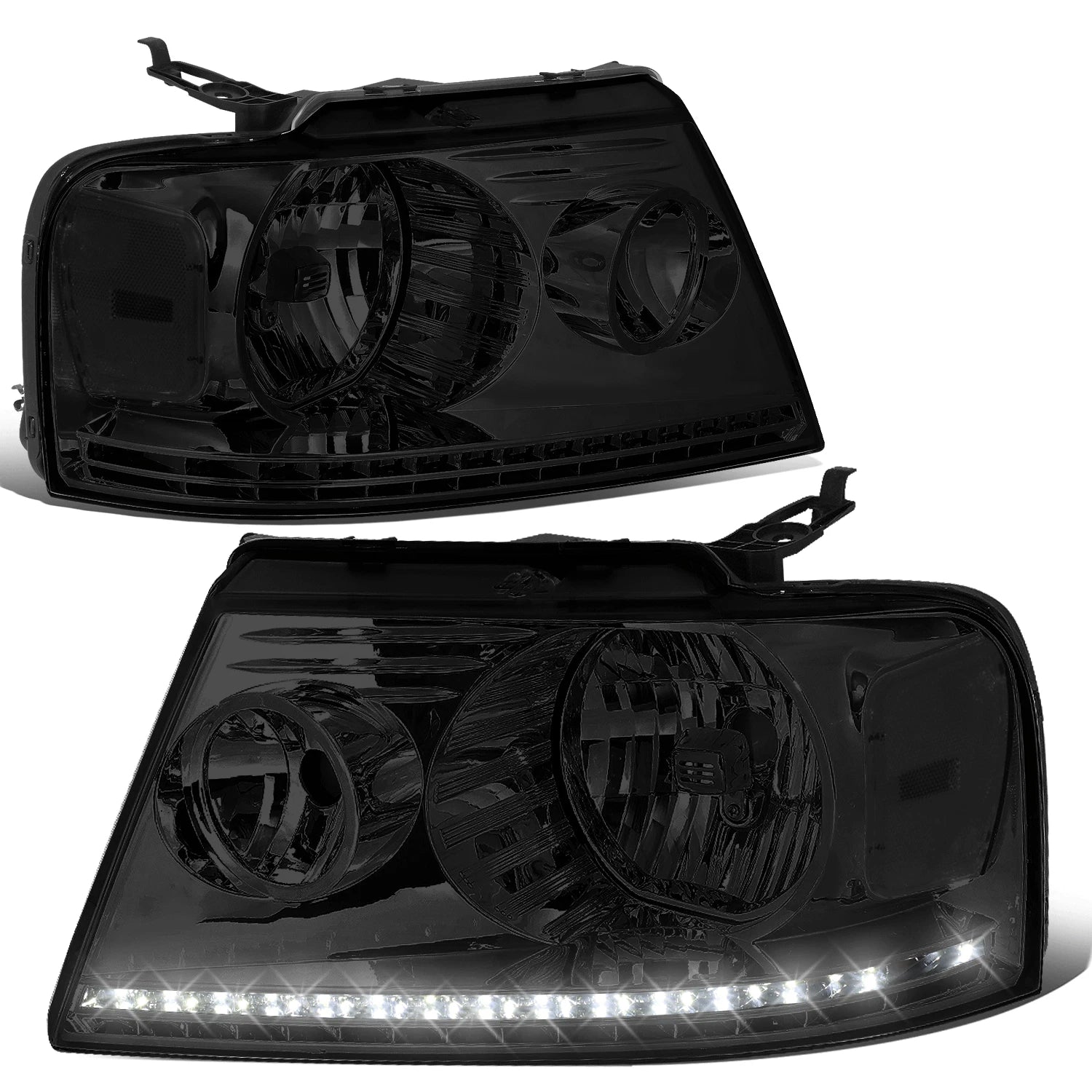 Chrome Housing Smoked Lens LED DRL Headlight for Ford F150 Lincoln Mark LT (2004–2008)