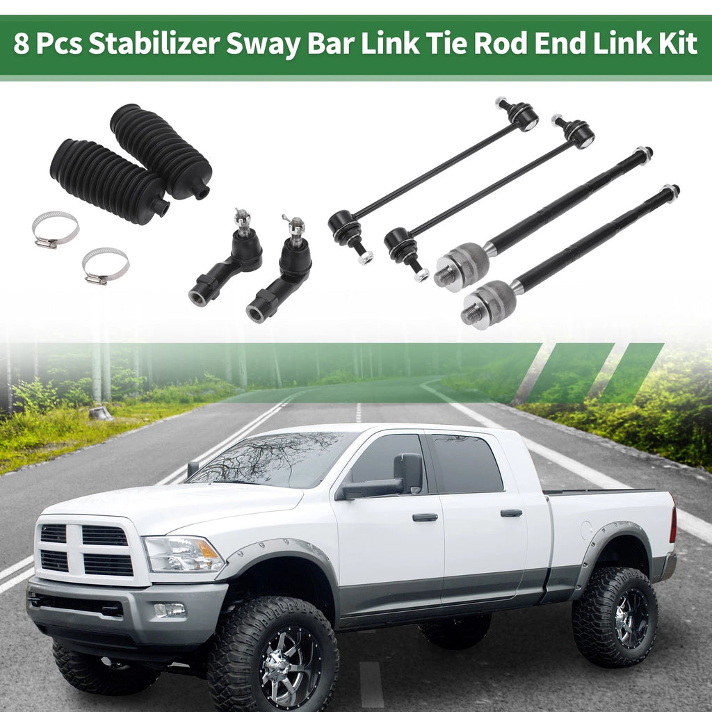 8 Pcs Front Suspension Kit Tie Rod Ends Sway Bar Link for Dodge 
