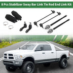 8 Pcs Front Suspension Kit Tie Rod Ends Sway Bar Link for Dodge 