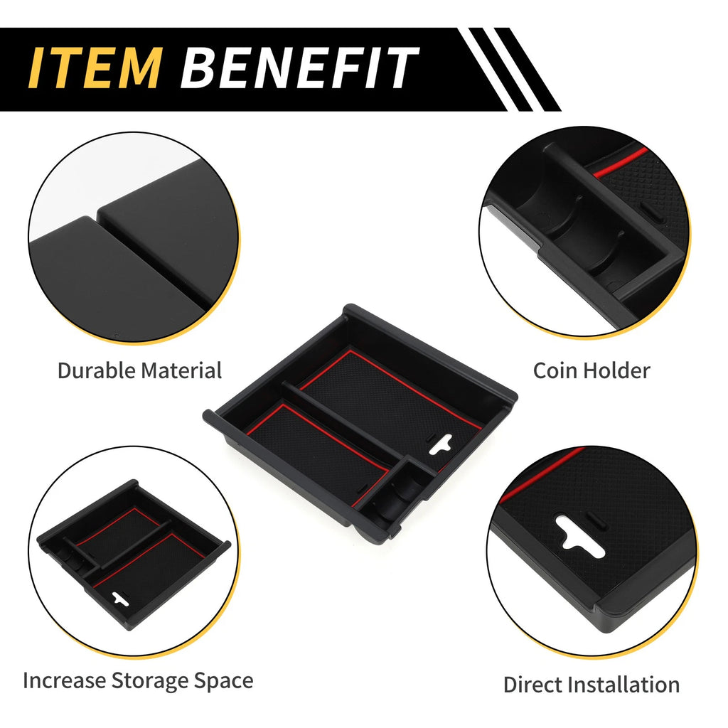 Center Console Organizer Insert Tray for Toyota Tacoma (2016–2021) Black Red