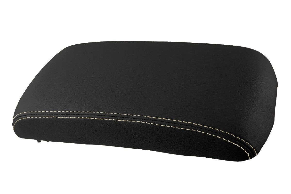 Leather Console Lid Armrest Cover for Nissan Rogue (2008–2013) Beige Stitch