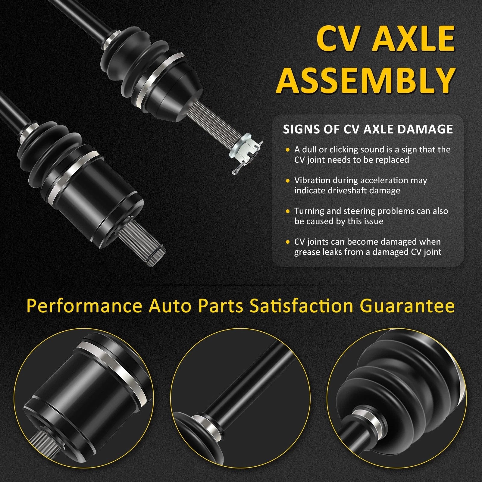 2X CV Axle Shaft for Polaris Ranger 500 700 Crew XP