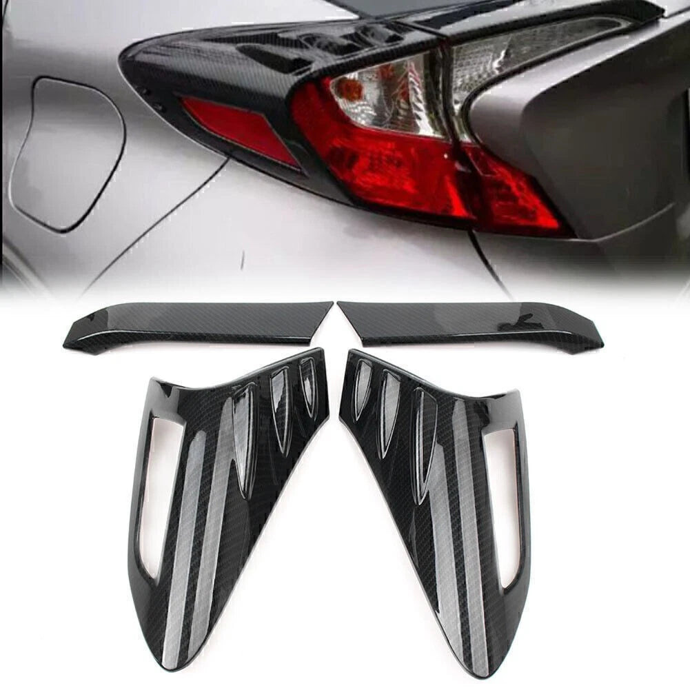 Set of 4 Rear Back Lamp Tail Light Covers for Toyota C-HR (2016–2018) Carbon Fiber