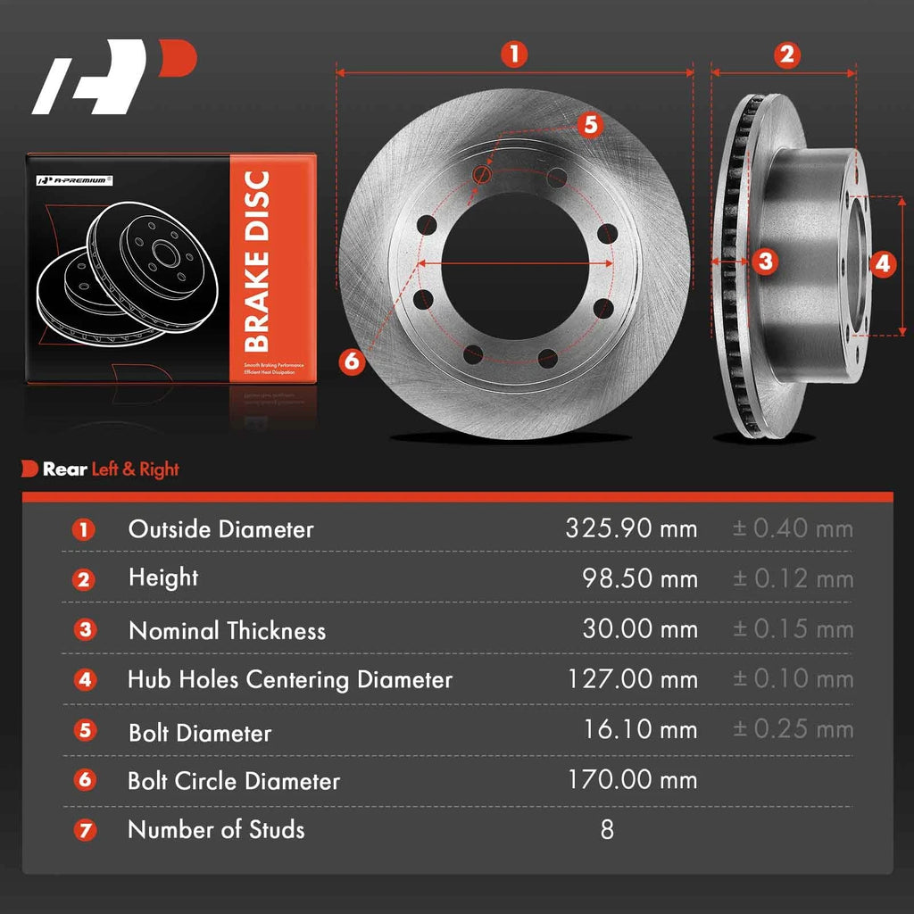 Rear Disc Brake Rotors for Ford F-250 F-350 Super Duty (1999–2004)