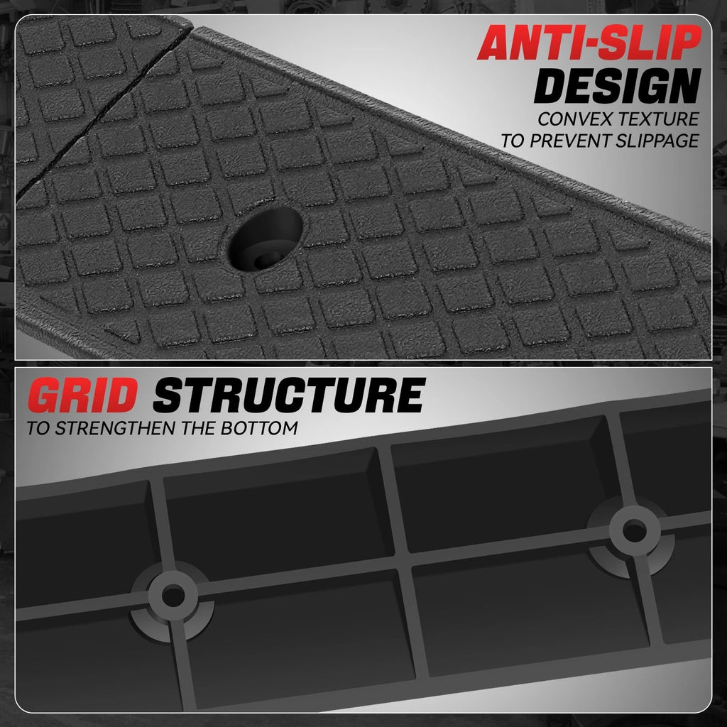Set of 2 Curb Ramps 38.6"L x 5.9"W x 2"H 8800lbs Capacity for Households