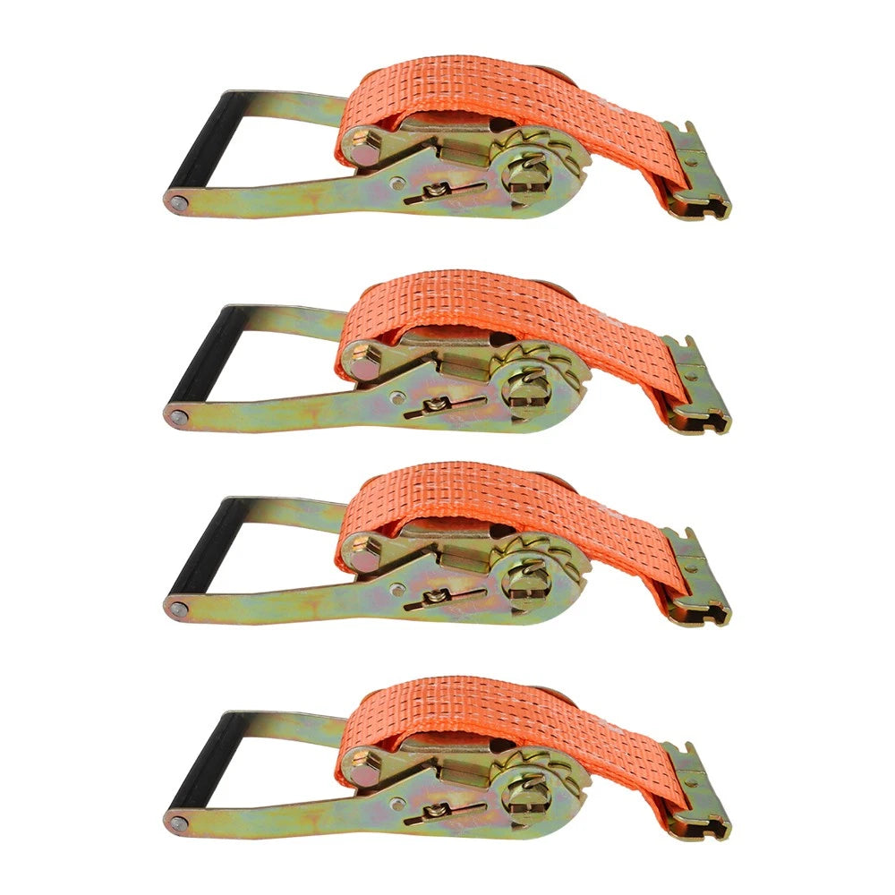 Set of 4 E Track Ratchet Tie Down Straps for Truck Enclosed Cargo Van