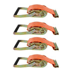 Set of 4 E Track Ratchet Tie Down Straps for Truck Enclosed Cargo Van