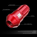 Set of 20 Closed End Lug Nuts M12 x 1.5 for J2 (Red, 24mm Diameter, 50mm Height)