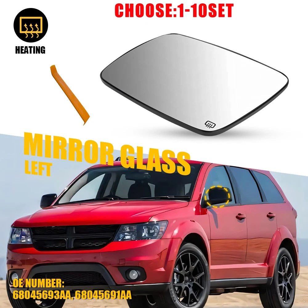 Left Side Heated Mirror Glass with Backing Plate for Dodge Journey (2009–2020)
