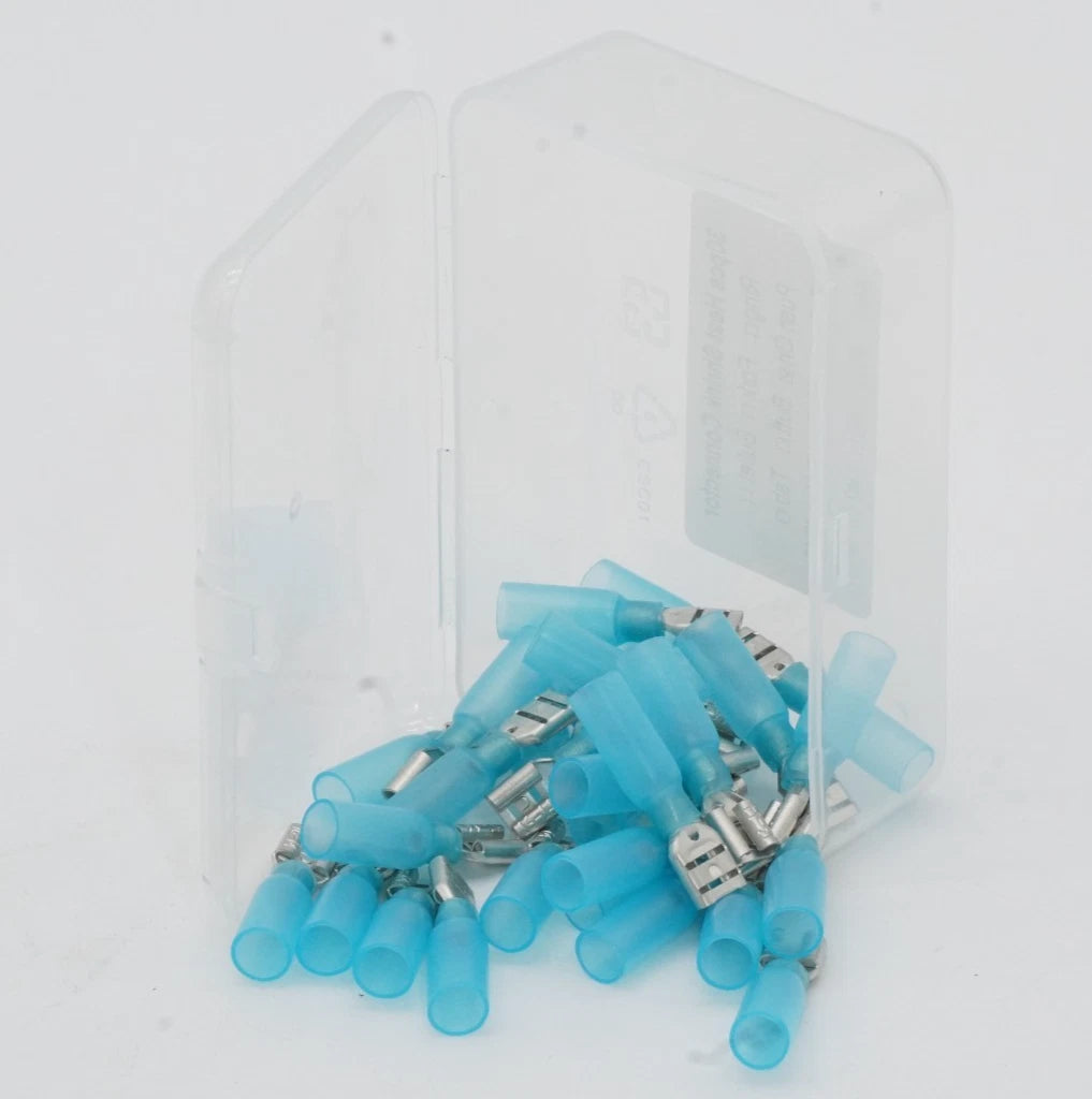 30-Pack Marine HDPE Heat Shrink 1/4" Push On Terminal 16-14 AWG