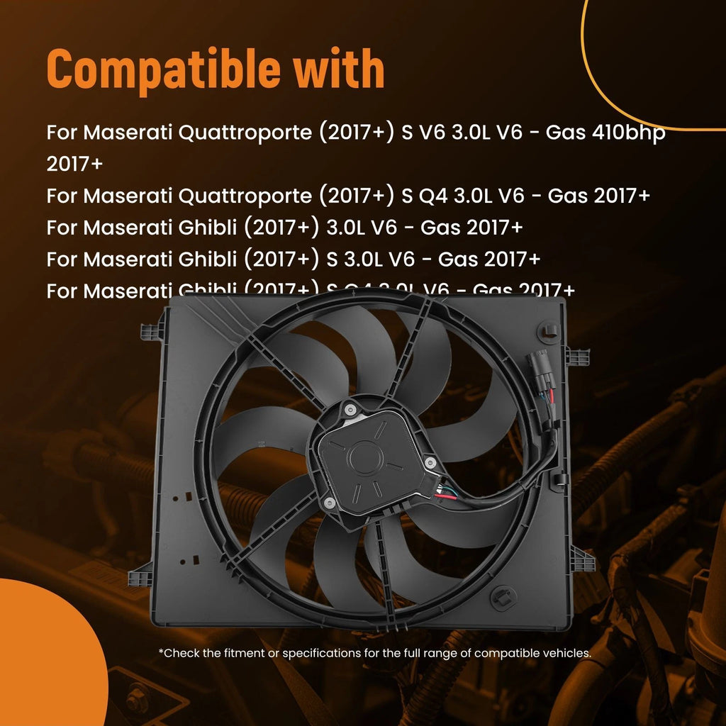 Cooling Fan Assembly 4Pin for Maserati Levante/Quattroporte (2017–2023) 9Blade