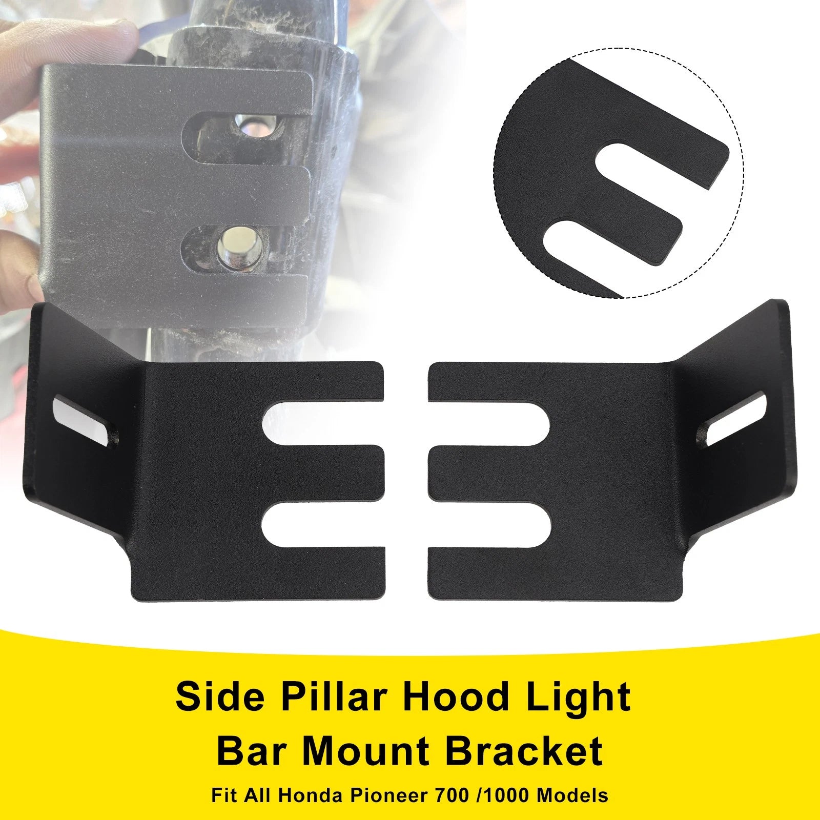 Side Pillar Hood Light Bar Mount Bracket for Honda Pioneer 700 1000 (2014–2023)