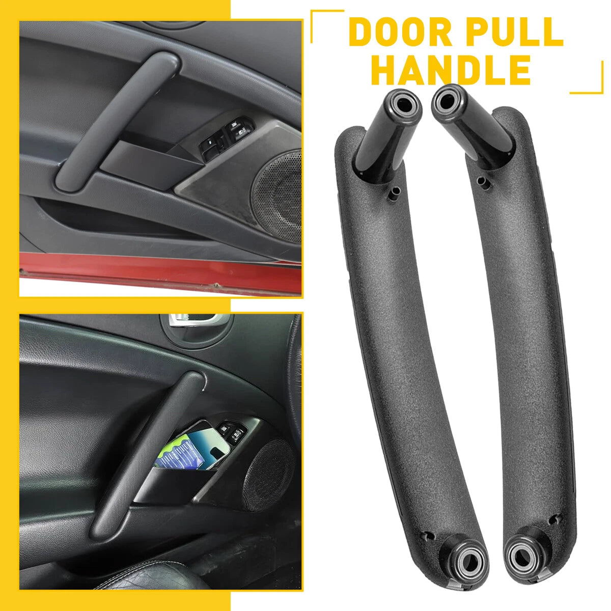 Set of 2 Black Interior Door Pull Handles for Mitsubishi Eclipse (2006–2012)