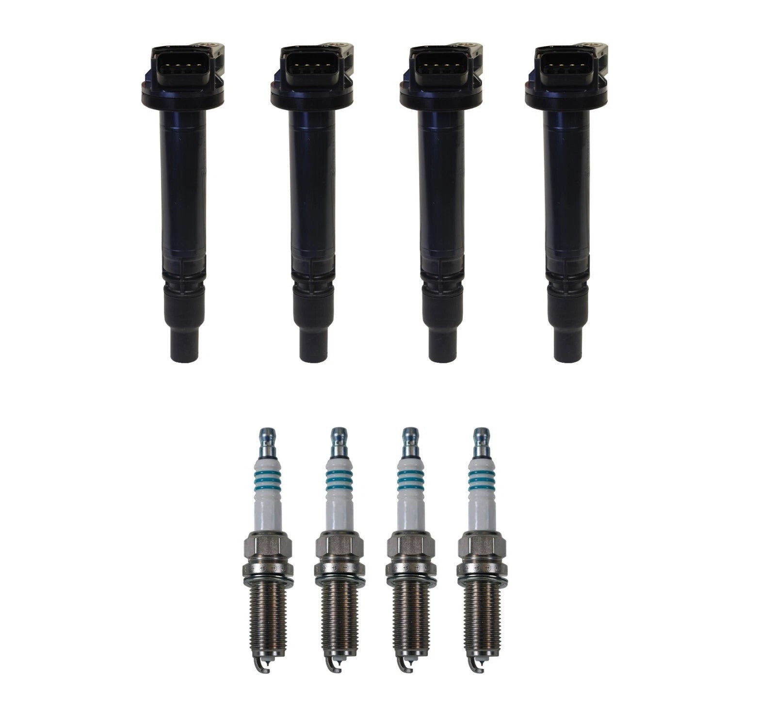 Set of 4 Ignition Coils & 4 Iridium Spark Plugs for 2.5 2.7 L4 (Denso)