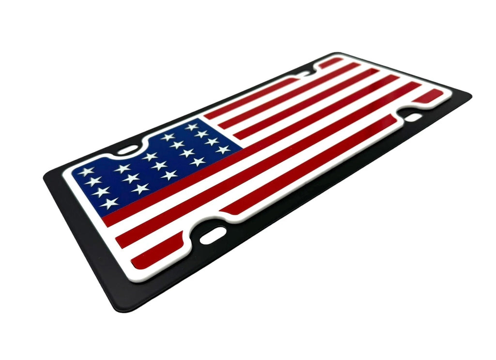 American USA Flag License Plate Frame Black Red White Blue for General
