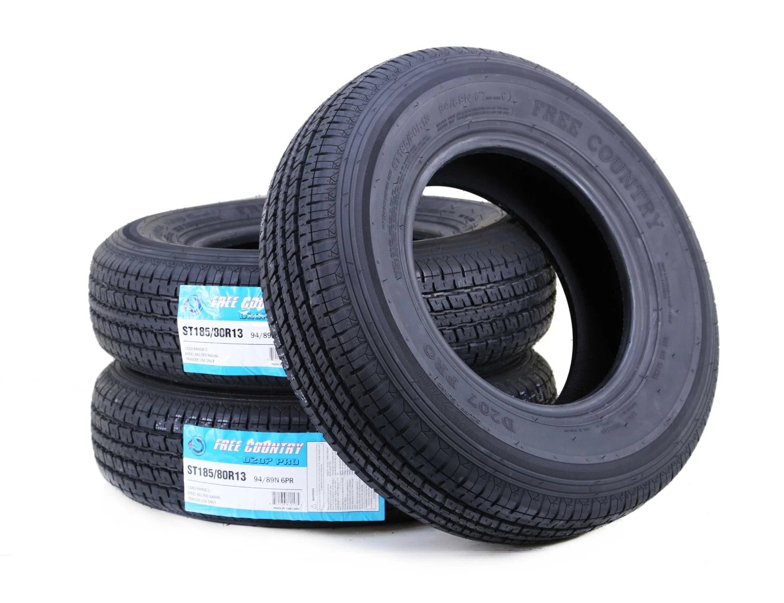 3 ST185/80R13 Trailer Tires 6PR LR C Steel Belted Radial