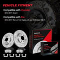 Front Drilled Disc Brake Rotors + Pads for Hyundai Accent Kia Rio (2012–2017)