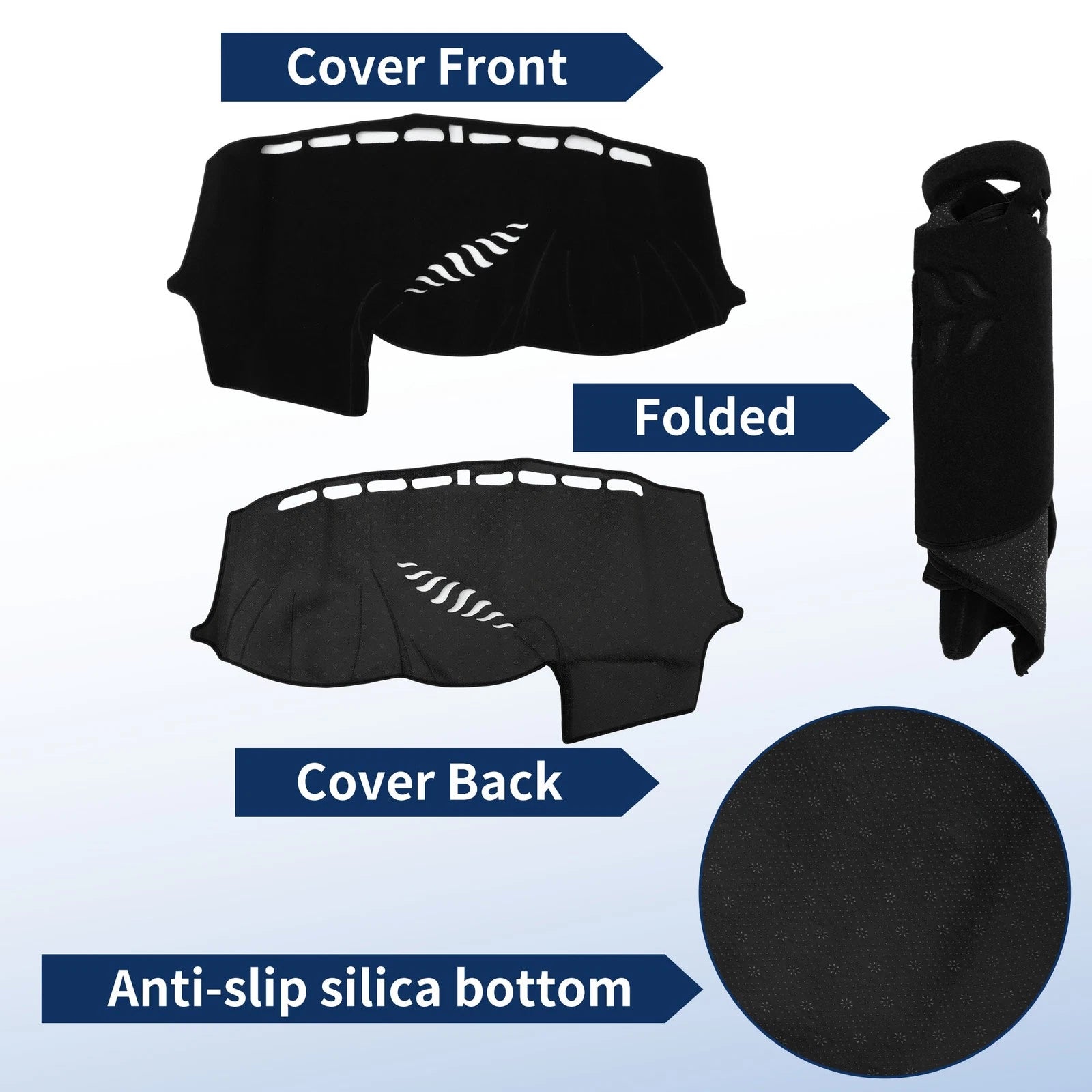 Dash Cover for Ford Focus MK3 (2012–2018) Without HUD, Polyester, Black