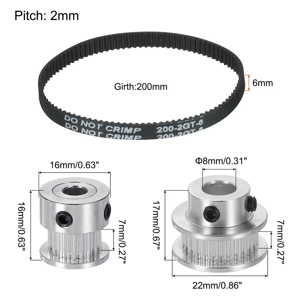 Synchronous Pulley Pair 20T 30T with 200mm Belt for Universal Applications