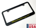 Matte Black Premium License Plate Frame w Yellow Outline for Universal Fit