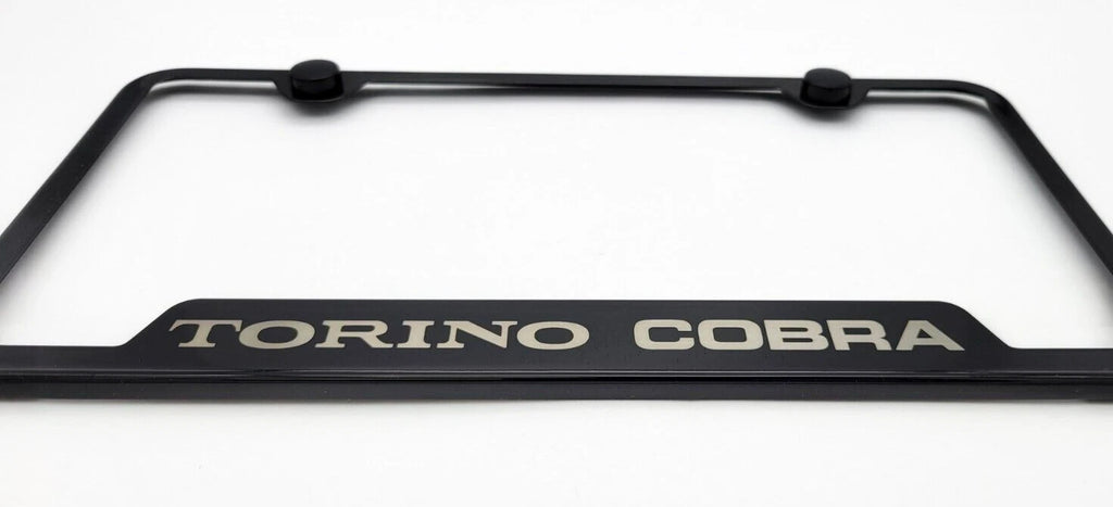 License Plate Frame Front Black Notched Stainless for Ford Torino Cobra (1969–1970)